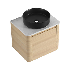 English Elm 24'' Wall-Mounted Bathroom Vanity With Stylish Ceramic Sink, Soft-Close Door & Durable Plywood Design W999S00458
