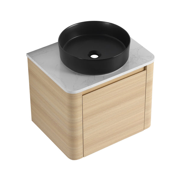 English Elm 24'' Wall-Mounted Bathroom Vanity With Stylish Ceramic Sink, Soft-Close Door & Durable Plywood Design W999S00458