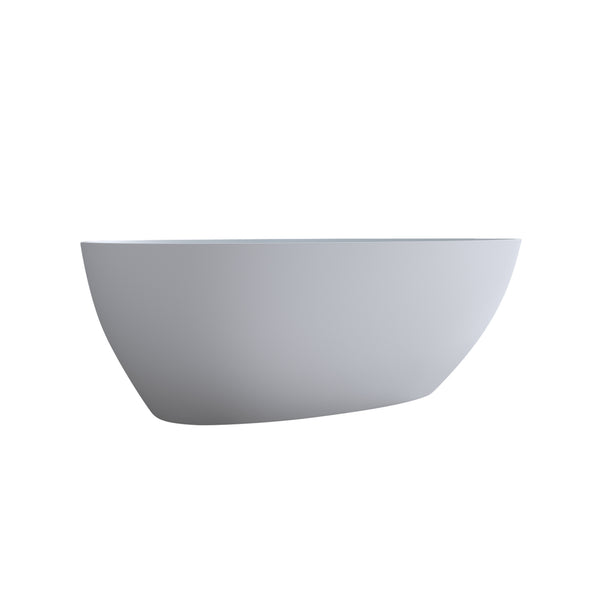 English Elm 59'' Freestanding Resin Stone Soaking Tub Sculptural Matte Finish with Overflow Drain W2753P191227