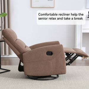 English Elm Manual Swivel Rocker Recliner Fabric Chair with 360 Degree Rotation for Living Room W3224P289292