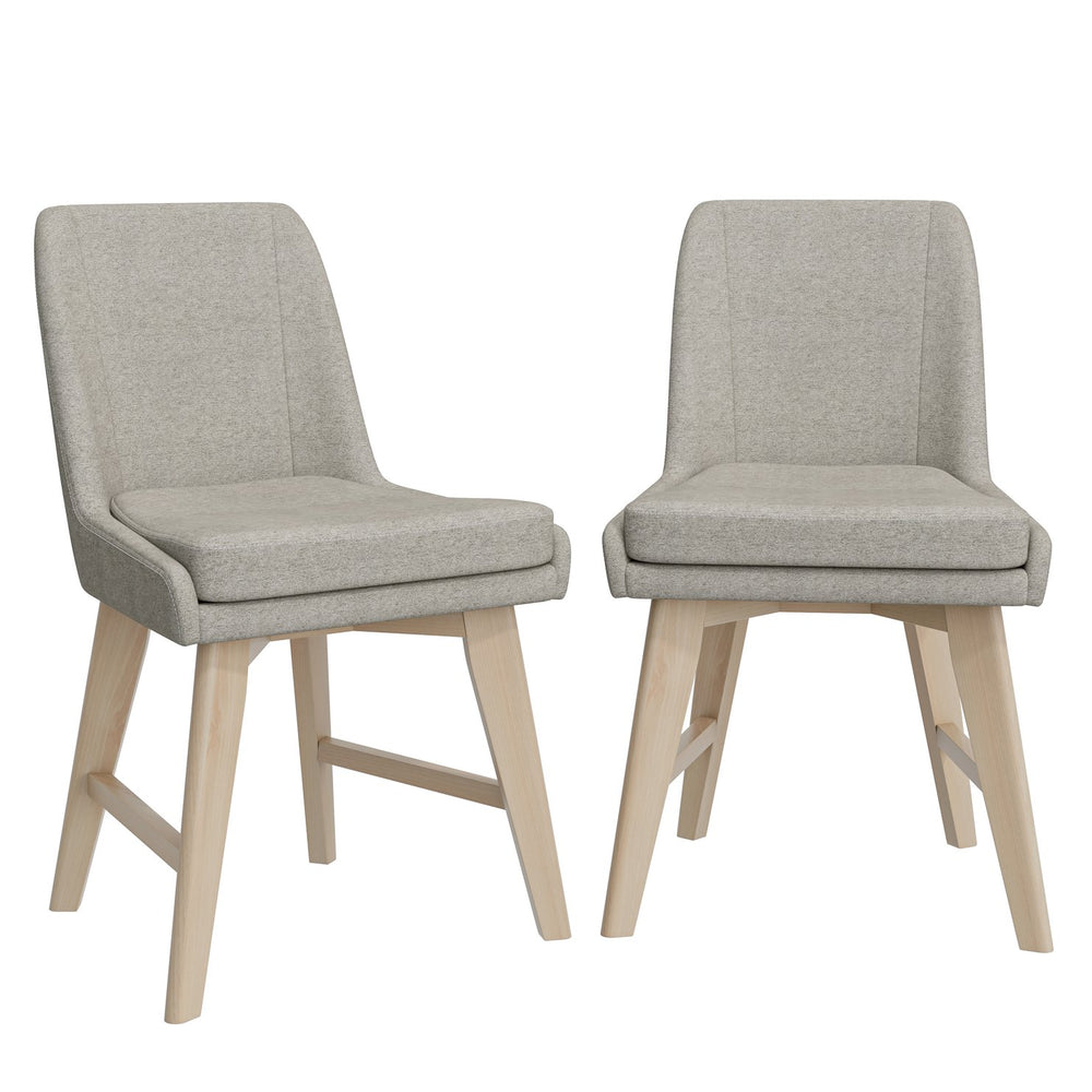 English Elm Studio Armless Linen Texture Dining Chairs with White Wash Wood Legs Set of 2 B127P495087
