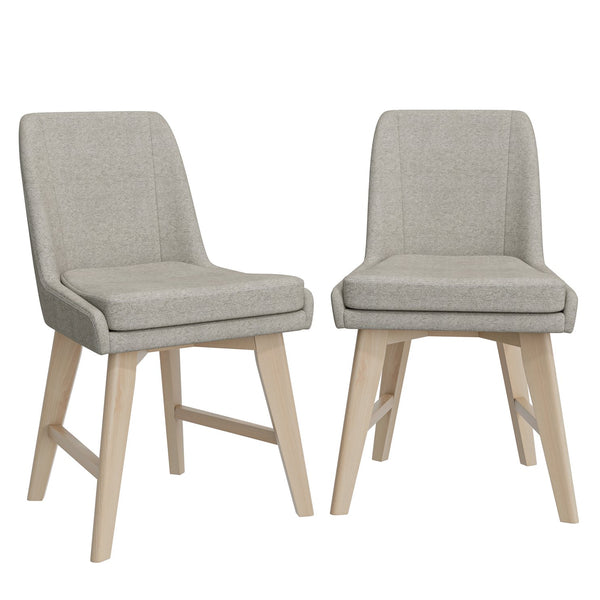 English Elm Studio Armless Linen Texture Dining Chairs with White Wash Wood Legs Set of 2 B127P495087