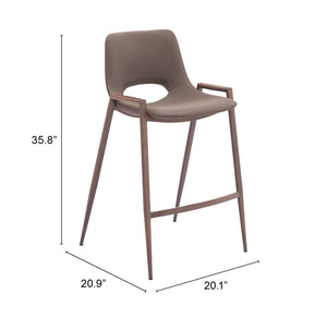 Desi Counter Stool - Set of 2 Brown & Walnut 109732 Zuo Modern
