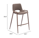 Desi Counter Stool - Set of 2 Brown & Walnut 109732 Zuo Modern