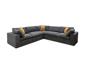 English Elm Coffee Bean Basket Weave Modular Sectional Foam Compressed Sofa with Toss Pillows B2748S00066