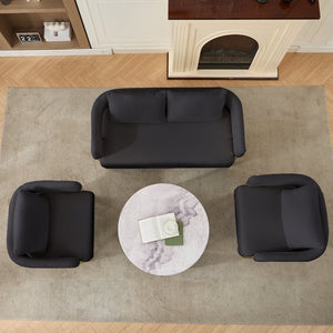 English Elm TS Modern decorative chair with teddy fleece upholstery, ergonomic sponge cushion and gold legs for luxe comfort and style Black+Gold W2311P364621