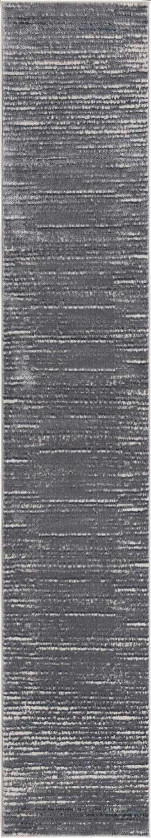 Unique Loom Oasis Calm Machine Made Abstract Rug Gray, Ivory 2' 0" x 12' 2"