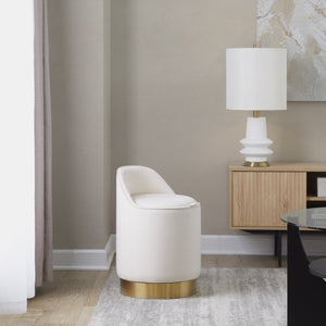 English Elm 18" Tufted Velvet Vanity Stool with 360 Swivel Base and Hidden Storage Compartment Cream B202P471497