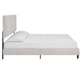 Homelegance By Top-Line Terrell Black Finish Frame with Velvet Fabric Platform Bed Cream Velvet