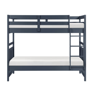 English Elm Bunk Bed Twin Over Solid Wood Frame with Guard Rails for Kids Shared Rooms Navy Blue B011S02315