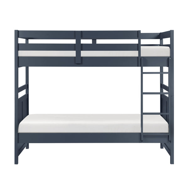 English Elm Bunk Bed Twin Over Solid Wood Frame with Guard Rails for Kids Shared Rooms Navy Blue B011S02315
