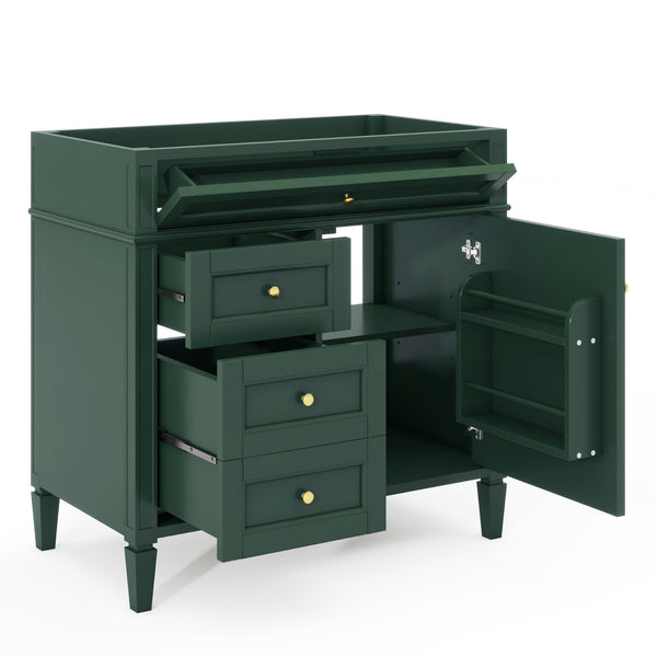 English Elm 36'' Bathroom Vanity – Modern Solid Wood Storage Cabinet With 2 Drawers, Tip-Out Drawer & Customizable Design N710P256582F