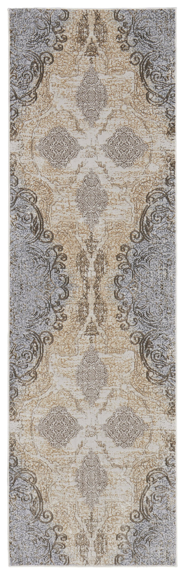 Feizy Rugs Celene Vintage-inspired Medallion Scroll Rug In Warm Neutral Palette - Timeless Elegance For Your Home Silver,Tan,Gray Viscose,Polyester Cel39l1fbgegryi68