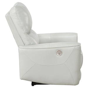 English Elm Dove Grey Leatherette Power Recliner with Usb Port and Channel Tufted Back B062P472600