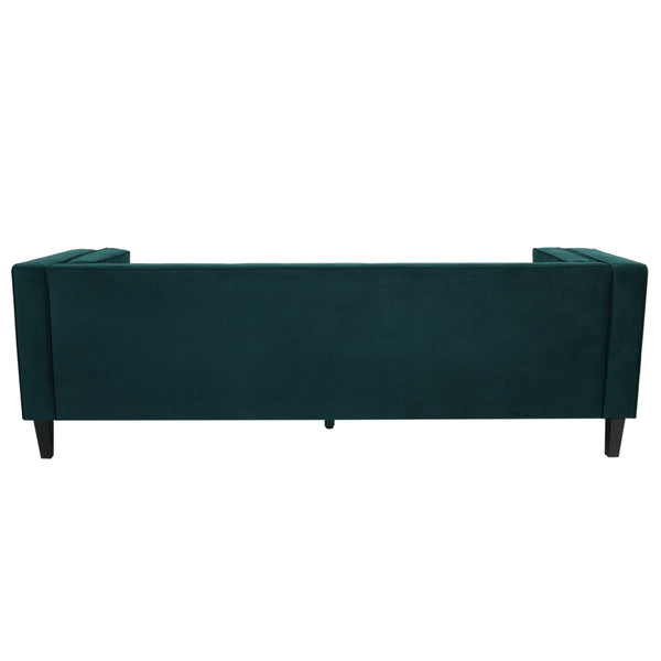 English Elm Christopher Knight Home® - 3-Seater Elegant Tufted Velvet Sofa with Solid Eucalyptus Frame, High-Density Foam Cushions and Dark Wood Legs Frosty Green N765P165496
