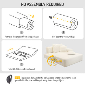 English Elm Luxurious Corduroy Convertible Chaise Lounge Sofa Bed with Foam Support for Apartments Beige W3219P449012