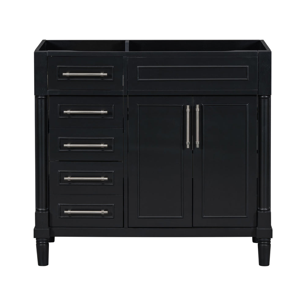 English Elm 36'' 36" Bathroom Vanity Freestanding Storage Cabinet with 3 Soft-Close Drawers, Solid Wood Frame, 300lb Capacity WF322109AAB