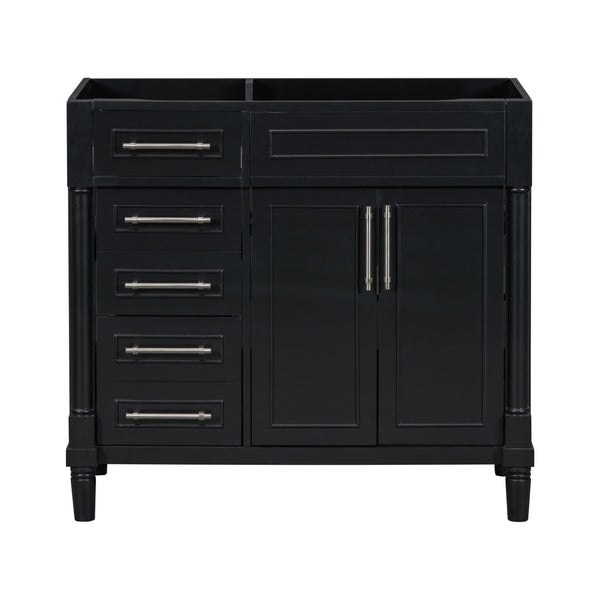 English Elm 36'' 36" Bathroom Vanity Freestanding Storage Cabinet with 3 Soft-Close Drawers, Solid Wood Frame, 300lb Capacity WF322109AAB