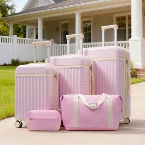 English Elm Luggage Set 5 Piece Abs Hardside Expandable Spinner Wheels Tsa Lock Travel Bags Pink N732P326115U