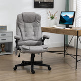 English Elm Homcom 6 Point Vibrating Massage Office Chair With Heat, Microfiber High Back Executive Office Chair With Reclining Backrest, Padded Armrests and Remote, Gray