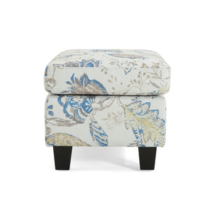 English Elm Upholstered Compact Ottoman with Birch Legs Padded Footrest for Living Room Decor N757P377351F