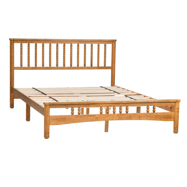 English Elm Queen Solid Wood Platform Bed Clean Lined Headboard No Box Spring Needed W1917P170227