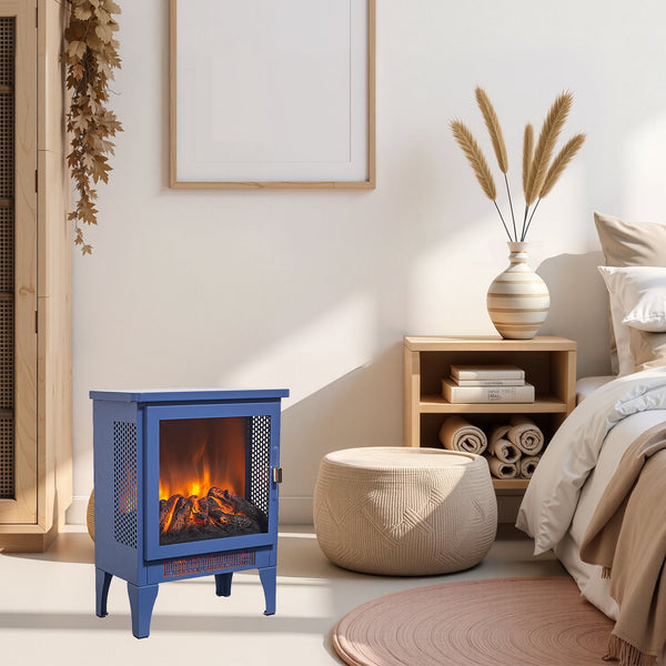 English Elm 18 Inch Freestanding Electric Fireplace Stove with 3d Led Flame and Matte Black Finish W1769P345280