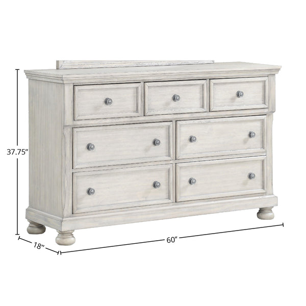 English Elm Seven Drawer Dresser Solid Wood & MDF Construction with Ample Storage, Transitional Design, Top Seller Finish Antique Gray 63.25 L x 21 W x 37 H B2699P208273