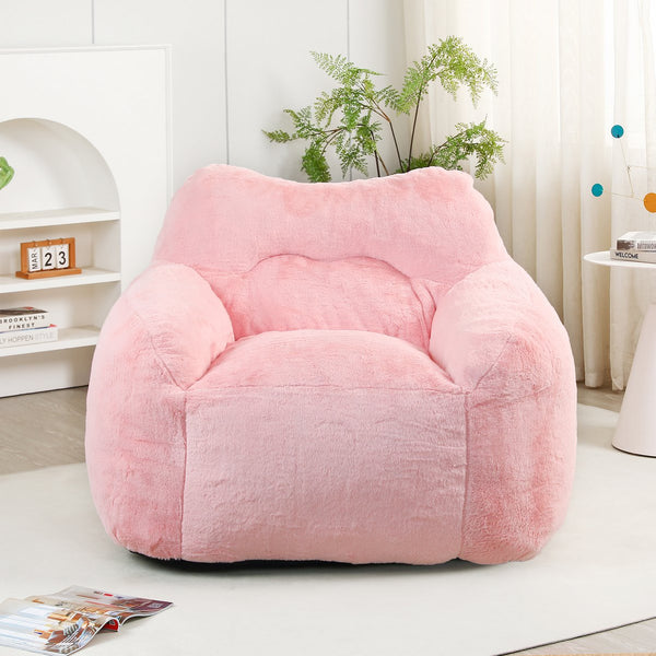 English Elm Bean Bag Chair - Plush Faux-Fur Sofa With Armrests, High-Density Foam, Easy Care, Ideal For Relaxing W2200P313804
