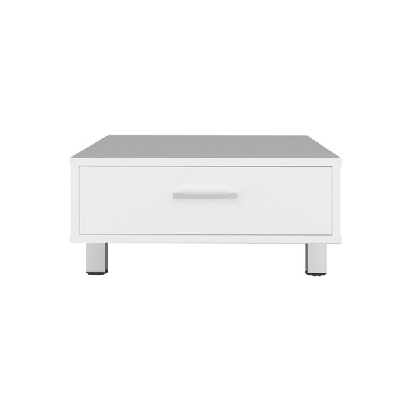 English Elm Berd Square Coffee Table with Hidden Drawer Open Metal Legs Modern Living Room B128P485428