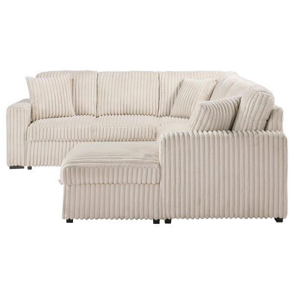 English Elm Thurston Corduroy Sectional Sofa with Hidden Chaise Storage and Pop-up Sleeper Camel B062S01483
