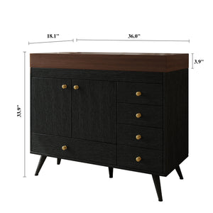 English Elm 36" Freestanding Bathroom Vanity Sintered Stone Top Ceramic Sink Stainless Steel Legs Black,Gold,Walnut,White W3136S00069