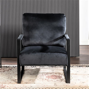 English Elm Classic Mid Century Modern Accent Chair In Plush Black Velvet - Stylish Metal Frame For Any Space B2735P256735