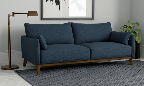 English Elm Wallace & Bay - Blue Mid-Century Modern Sofa in Navy Storm Fabric — 84" Wide, Easy-Care Upholstery, Stylish Durable Seating B361P384456