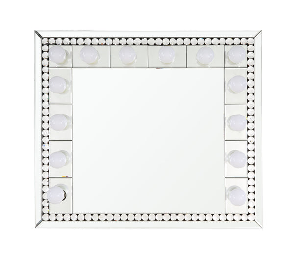 English Elm Farai Hollywood Glam Wall Mirror with Faux Crystal Diamond Border and Light Sockets B2726P446700