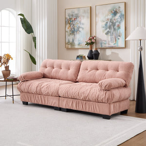 English Elm Cloud Modular Sectional Sofa Deep Seat Flannelette Upholstered Living Room Couch Pink W2120S00020