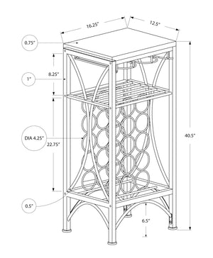 English Elm Home Bar Unit Black Metal Wine Rack with Glass Storage for Dining or Living Spaces B2710P219264
