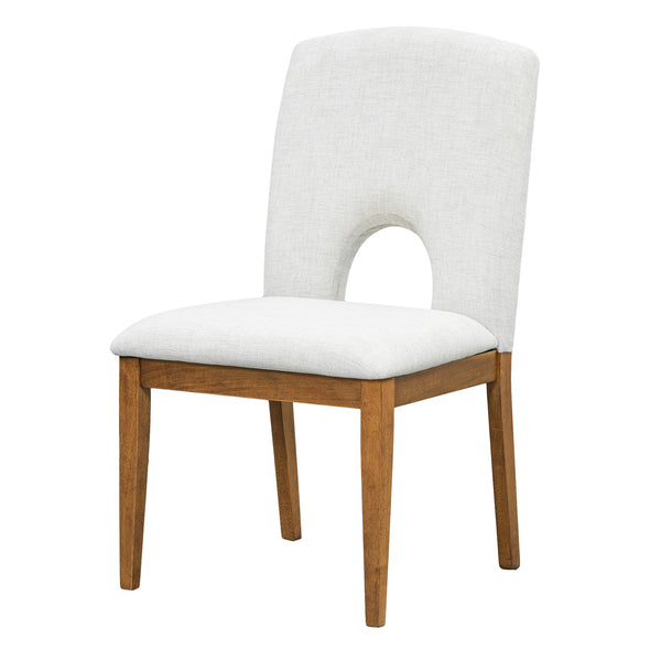 English Elm Topmax Extendable Round Dining Set with Linen Chairs and Pedestal Base Seats Five Walnut N717S000062D