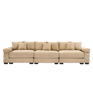English Elm 130" Oversized Cloud Modular Sectional Couch - Luxurious Corduroy, Ergonomic Design, Easy Setup! W714S01302
