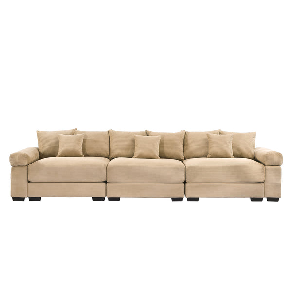 English Elm 130" Oversized Cloud Modular Sectional Couch - Luxurious Corduroy, Ergonomic Design, Easy Setup! W714S01302
