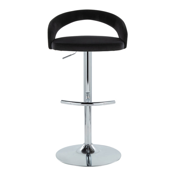 English Elm Adjustable Velvet Swivel Barstools with Chrome Base for Kitchen Island Set of 2 B202S01993