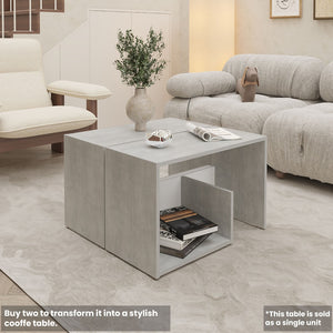 English Elm Vega Contemporary Side Table With Open Storage, Compact Design In White And Concrete Finish B128P287508-GIGA