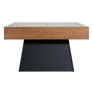 English Elm Round Marble Pattern Coffee Table with Cross Wood Base for Modern Living Rooms N770P365831B