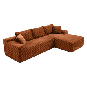 English Elm 105'' Modular L-shape Sectional Corduroy Couch Deep Seat Chaise for Living Room W1117S00331
