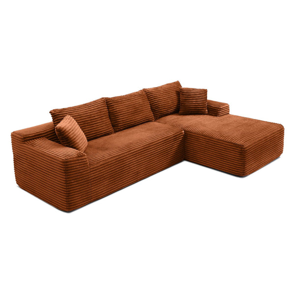 English Elm 105'' Modular L-shape Sectional Corduroy Couch Deep Seat Chaise for Living Room W1117S00331