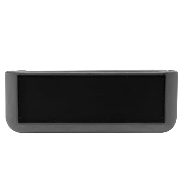 English Elm Edmonda 91" Velvet Sofa with Black Metal Base, Pine Frame, High-Density Foam & 2 Pillows, Commercial Grade DARK GREY B365P398105