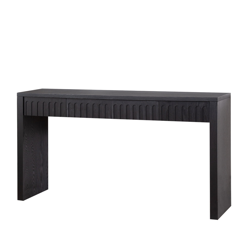 English Elm Modern Black Console Table With 4 Discreet Drawers - Sleek Entryway Storage For Any Space W2729P298159