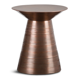 English Elm Sheridan Handcrafted Metal Accent Table with Aged Copper Finish, Circular Base Detail, 18" H Bronze B136P158974