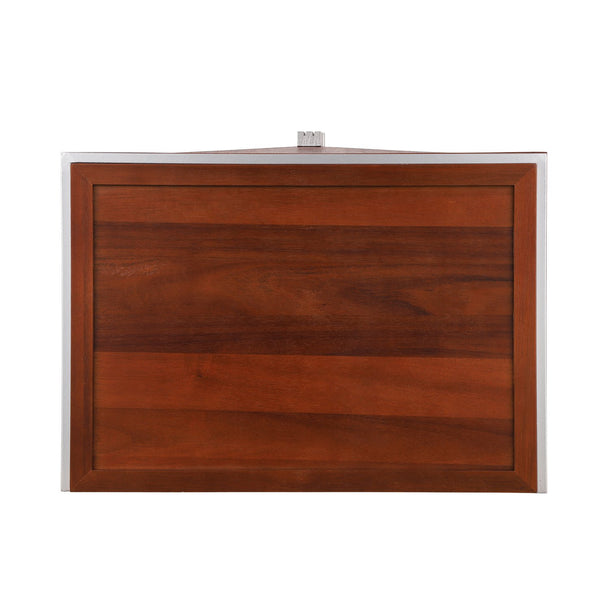 English Elm Mid-century Modern Nightstand with Diamond Geometric Drawers and Heavy Duty Wood Base Dark Brown N761P324094N