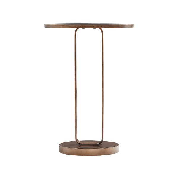 English Elm Tareel Sculptural Antique Bronze Round Accent Table with Open Oval Pedestal, 15.75" Top, Versatile B050P364436
